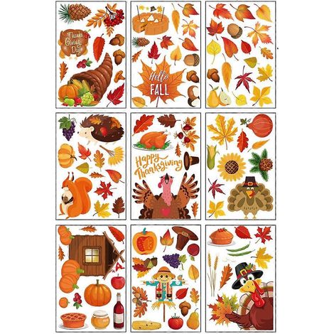 Décorations de fenêtre pour Thanksgiving, autocollants dinde pour fenêtre, décorations d'automne pour Thanksgiving (1/5)