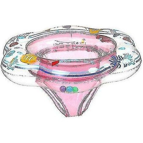 Baby Swimming Ring Floats with Safety Seat Double Airbag Swim Rings (Pink) MUMU (1/4)