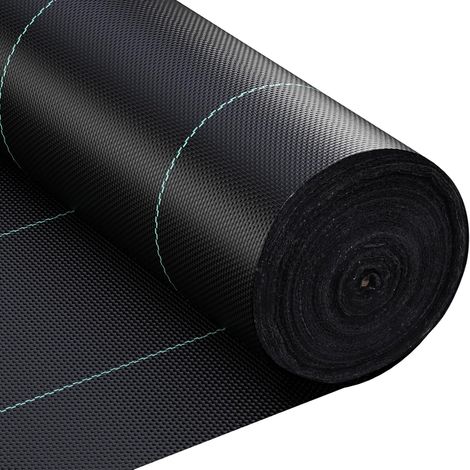 Toile de Paillage,2x50M Contre Les Mauvais Herbes en 100g/m² Fibres de Polypropylène Tissées Perméable à l'eau, TRésiste Rayons UV, Anti Repousse avec Haute Stabilisation français Robuste (1/5)