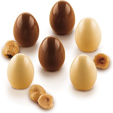 silikomart Stampo in Silicone per Cioccolatini CHOCO EGG, Antiaderente, 15 Cioccolatini, Confezione da 1 Stampo per Dolci, Easy Choc, Ø 23 mm, h 30 mm, Volume 120 ml, Made in Italy (1/2)