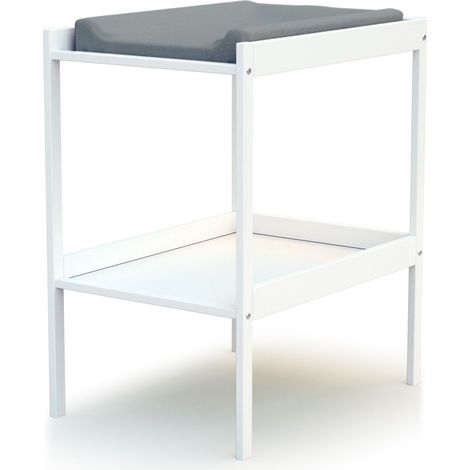 Table à langer bébé en bois blanc avec étagère de rangement 50x70