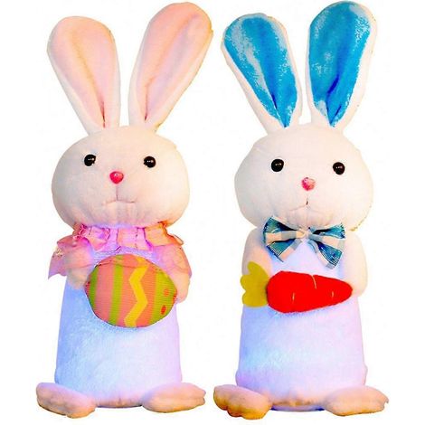 Lapins en peluche lumineux, décoration de jardin pour Pâques (1/4)