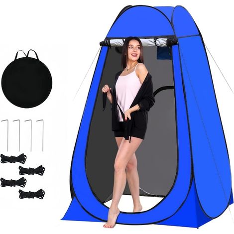 Tente de douche, cabine de douche de camping, toilettes portables, cabine d'essayage pliable avec protection UV, résistante au vent et sécurisée, avec piquet de sol, sac de rangement et piquet inclus, (1/5)