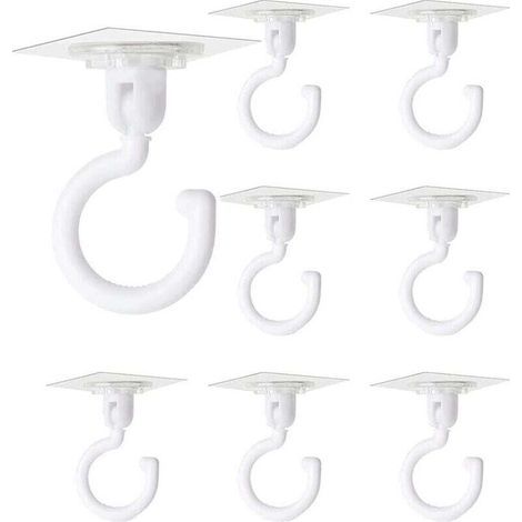 8 Pièces Crochets Auto-adhésifs Transparents Crochet Rotatif à 360 Degrés Crochet Adhésif Puissant Plafond Crochets Muraux Sans Perçage pour Sall (1/4)