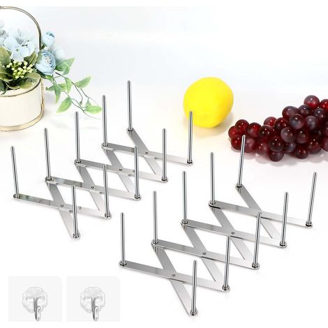 Support Couvercle Télescopique - Lot de 2 - Acier Inoxydable - Réglable et Anti-dérapant - Cuisine et Rangement - 13 à 48,7 cm (1/5)