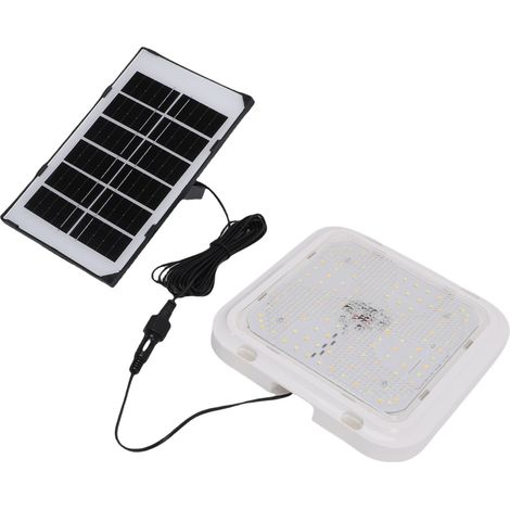Plafonnier solaire étanche IP67, haute luminosité, télécommande, 3 couleurs LED, pour intérieur et extérieur, forme carrée, 128 LED (1/5)