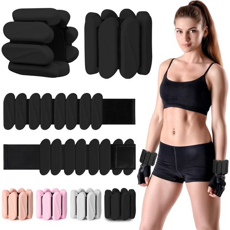 Lot de 2 poids de poignet portables pour hommes et femmes, poids réglables pour bras et jambes, poids en silicone pour la marche, le yoga, le pilates, la course, la danse, la gym, 0,9 (1/5)