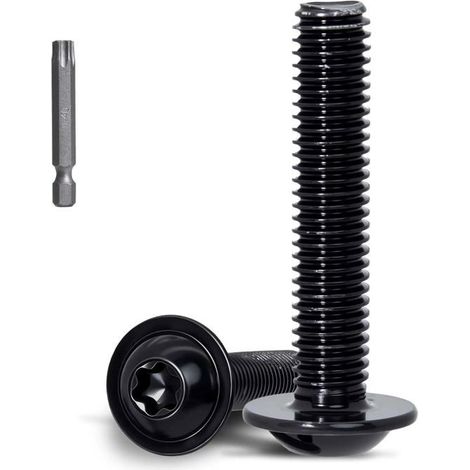 Vis Torx M8 x 20 mm - Lot de 15 - Acier inoxydable noir 304 - Tête bombée avec collerette - Pour le métal et le mobilier (1/5)