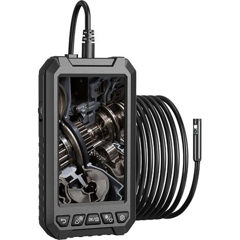 Cámara endoscópica con pantalla HD IPS de 5 pulgadas, 6+1 luces LED, IP67, resistencia al agua hasta 5 m de profundidad, batería de 2000 mAh, color negro. (1/5)