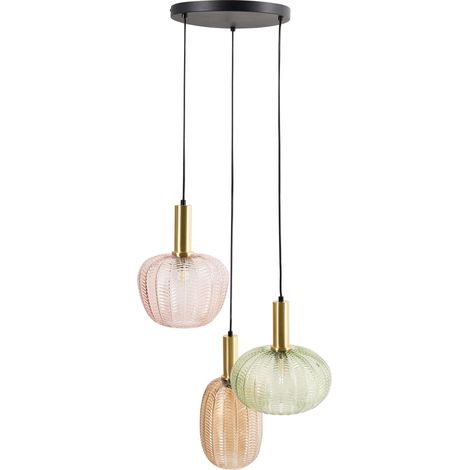 3 Light Pendant Lamp Multicolour Shades Metal Base Retro Style NJORO
