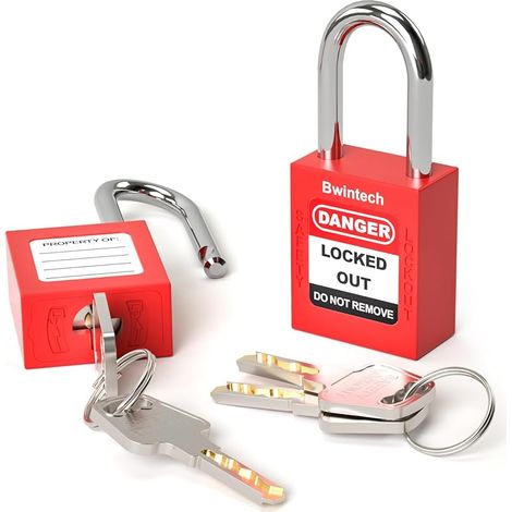 2 Pcs 38MM Clé différente Cadenas de sécurité rouge à clé pour les postes de consignation et les dispositifs de consignation (1/5)