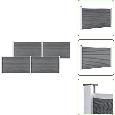 Gartenzaun WPC 699x106 cm Grau - Gartenzaun - WPC Zaun - Holz-Kunststoff-Zaun - Grauer Zaun - Terrasse Zaun (1/5)