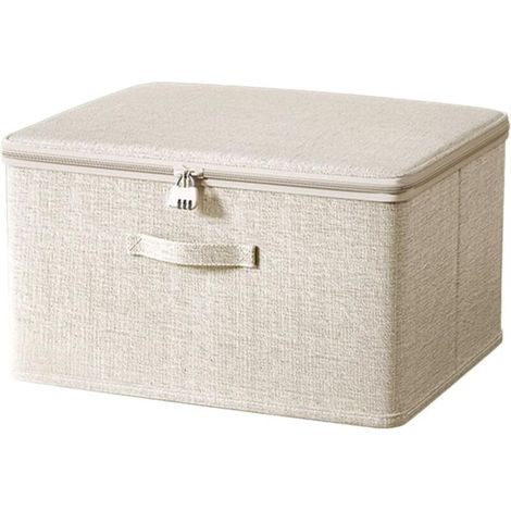 Caja de almacenamiento de tela con tapa y cerradura, para ropa y juguetes (40 x 30 x 21 cm)