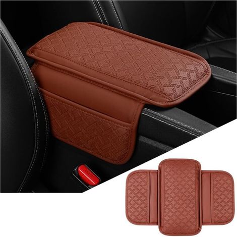 Housse De Protection Pour Console Centrale De Voiture, Coussin Rehausseur Console Centrale En Cuir, Universel Housse Coffre D'accoudoir De Voiture Accessoires Protection Intérieure(Orange) (1/5)