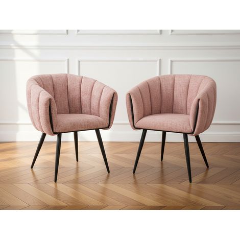 BOBOCHIC - Lot de 2 chaises ADA tissu velours Rose (1/5)