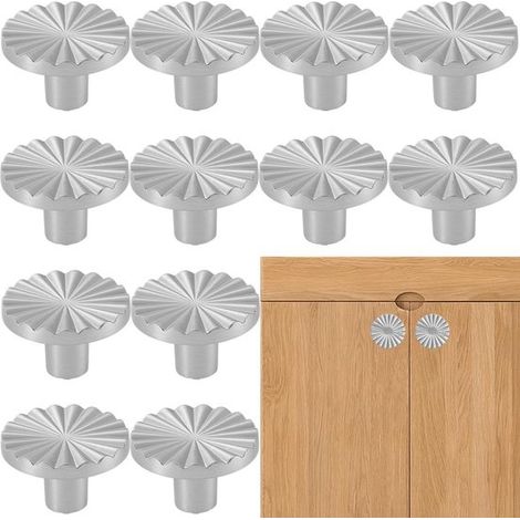 Lot de 12 boutons de meuble ronds 38 mm, poignées de tiroir et boutons d'armoire pour cuisine, commodes et meubles, chrome (1/5)