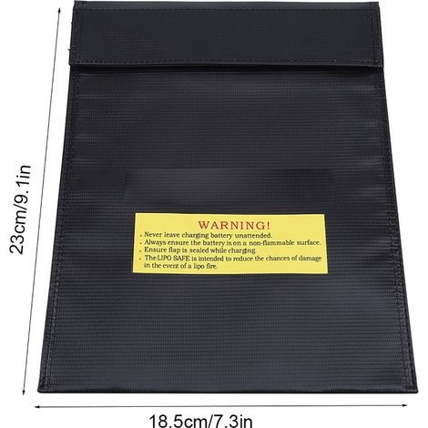 Flammfeste Ladetasche für LiPo-Akkus – Tragbare Sicherheitstasche, 2 Größen – Flammhemmender Stoffbeutel (Schwarz, Klein) (1/5)