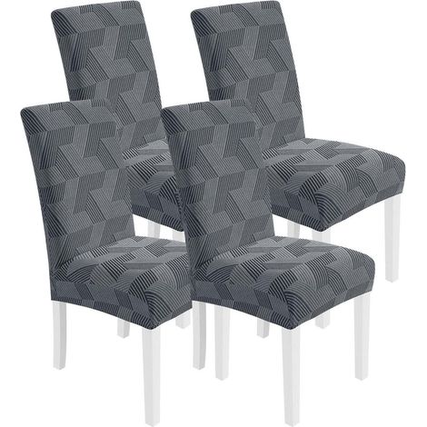 Stuhlhussen 4er Set, Stretch, Universal, Hellgrau, Abnehmbar, Waschbar (1/5)