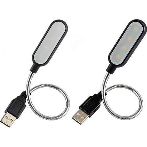 2-Piece Flexible LED USB Laptop Light, Dimmable Keyboard Light with Adjustable Gooseneck, Mini Portable Reading Light for PC, Power Bank, Travel and Office, Black (1/5)