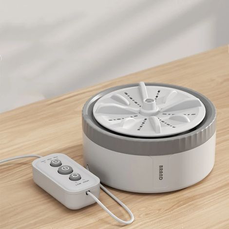 (Gris) Mini machine à laver avec minuterie à trois vitesses et turbine rotative USB (1/5)