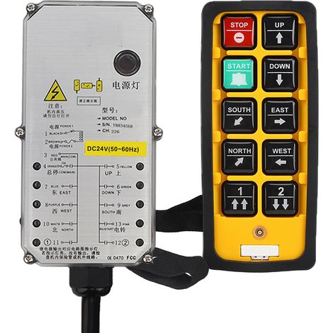 Télécommande industrielle à double poignée étanche, résistante aux acides et aux huiles, pour palan électrique 24 V CC (1/5)
