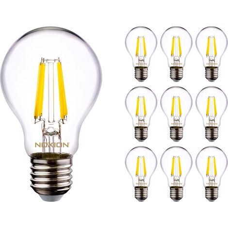 Lot 10x Noxion Lucent LED E27 Poire Filament Claire 4.5W 470lm - (1/4)