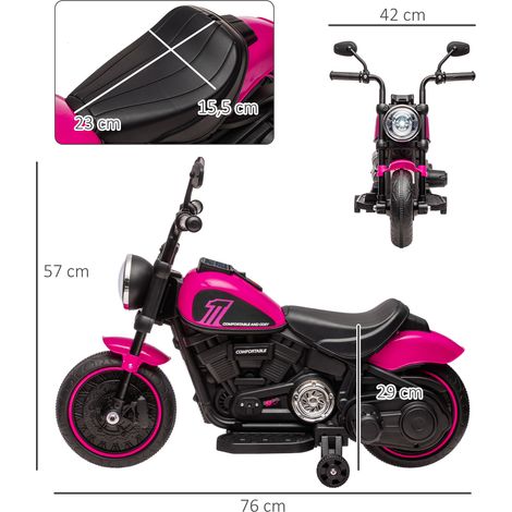 Rosa Elektromotorrad für Babys im Alter von 1 bis 3 Jahren, mit Stützrädern und Lichtern, einstellbare Geschwindigkeit bis zu 3 km/h (1/5)