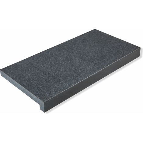 Margelle de piscine Granit Noir 60x30x3 cm Bord Droit avec retombée (à l'unité) - RO'MA NATURE