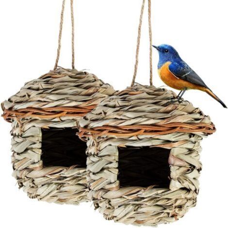 Woven Reed Grass Birdhouse - Drought and Mildew Resistant - for Hummingbirds and Chickadees - Easy Installation (1/5)