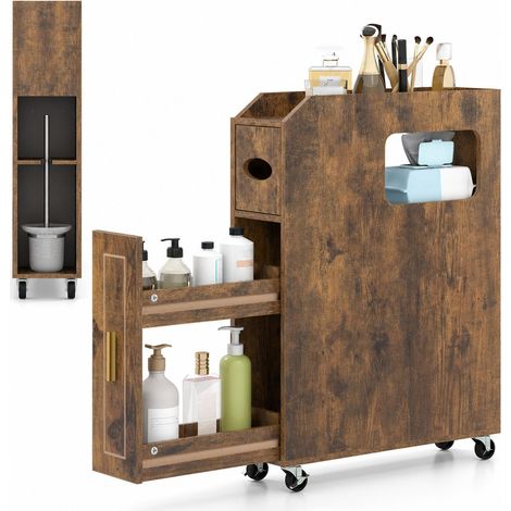 COSTWAY Credenza da Bagno Piccolo per Spazi Ridotti (Marrone) (1/5)