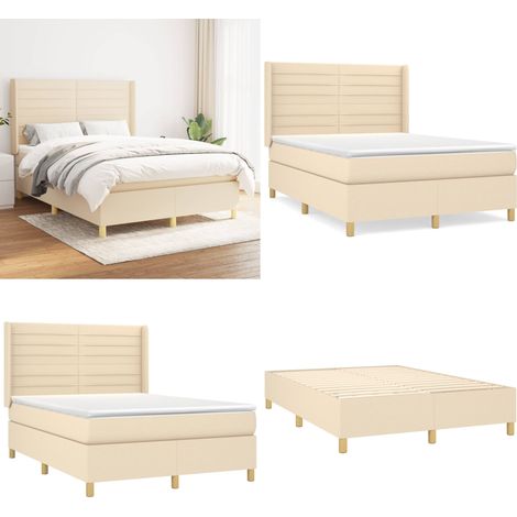 Boxspringbett mit Matratze Creme 140x200 cm Stoff - Boxspringbett - Betten - Schlafräume - Cremefarbenes Bett - Massivholzbette - Home & Living (1/5)