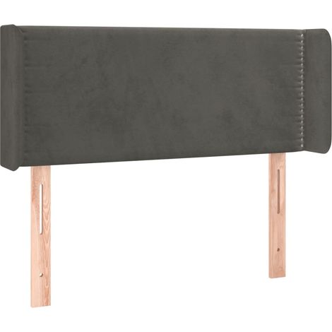 Testiera accessorio letto mobile camera da letto con bordo laterale 93 x 16 x 78/88 cm tessuto velluto grigio scuro TDL0204860