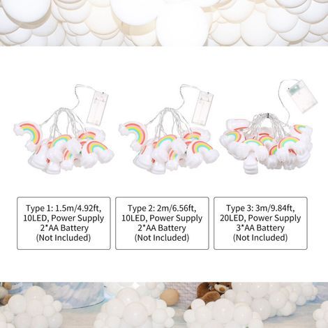 5-foot 10-LED rainbow string lights, decorative Christmas fairy lights, always-on hanging mode, for festivals, Easter carnival parties (1/5)