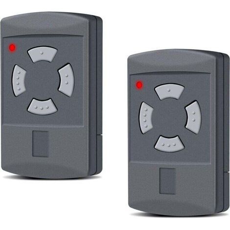 Hörmann - Set di 2 telecomandi di ricambio per porta del garage Hörmann - 40,685 MHz - 4 canali - Compatibile con HS2-40, HS4-40, HSE2-40, HSE4-40, HSM2-40, HSM4-40, pulsante grigio (1/4)