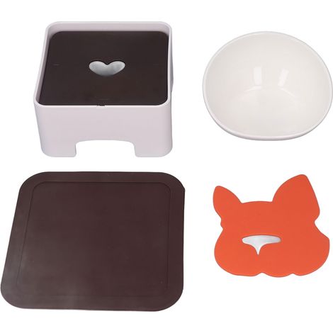 Gamelle capacité surélevé pour chien en céramique multi-usage grand avec réglable table table dérapant résistance tapis blanc (1/5)