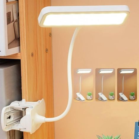 Ansteckbare Leselampe wiederaufladbare LED-Lampe über USB 3 Helligkeitsstufen verstellbarer flexibler Hals ideal für die Verwendung im Bett beim (1/5)