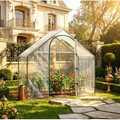 Kompaktes Gartengewächshaus 180 x 100 x 168 cm mit Rolltür, PVC und Stahl HAVRYA (1/5)