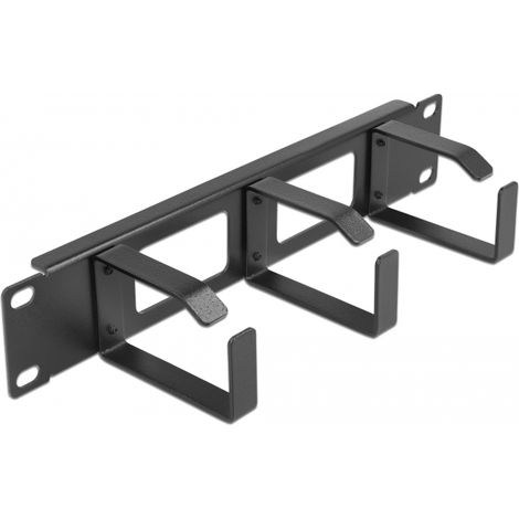 Delock Panel de gestiÃ³n de cables de 10 con abertura y 3 ganchos 1U negro