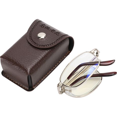 Lunettes de lecture pliantes anti-lumière bleue (+250), monture argentée en métal, soulagement de la fatigue visuelle pour presbytes. (1/5)