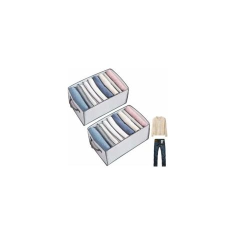 2-teiliges Kleiderschrank-Organizer-Schubladensystem, faltbar, stapelbar, verstärkt, für Hosen, Jeans, T-Shirts, Unterwäsche - Crezuo (1/3)