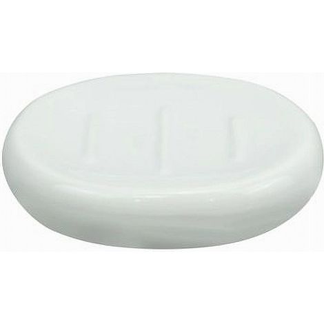 Trade Shop - Piattino Per Sapone Ceramica Bianco Portasaponetta Moderno Accessori Bagno 79246 - (1/3)