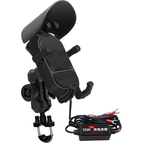 GARRYFIZH Support de téléphone pour moto 15 W, charge rapide sans fil, absorption des chocs, réglable, pour Ninja 250 300 400 650
