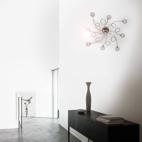 Wandleuchte Chivasso, Strukturmaterial Glas, Silber