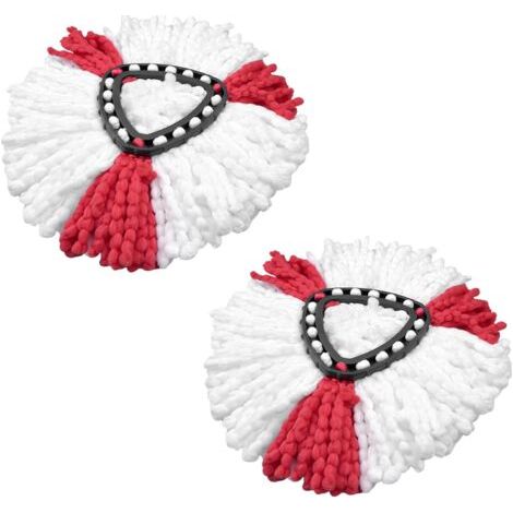 Lot de 2 têtes de vadrouille compatibles avec la tête de rechange Vileda 2 en 1 Turbo Mop, rouge, blanc. (1/5)