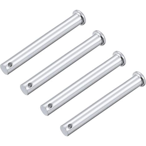 Trou Unique Chape Broches 10mm x 80mm Tête Plate Tête Zingage Solide Acier Axe Charnière 4Pcs