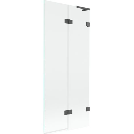 Mexen Lunar L Badewannenabtrennung 2-flügelig rechts 80 x 150 cm, transparent, gun gray gebürstet - 897L-080-100-66-00-P (1/5)