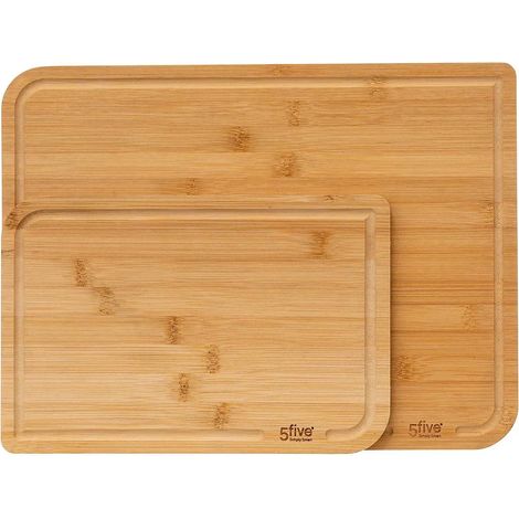 Ensemble de 2 planches à découper avec rigole récupératrice en bambou (1/5)