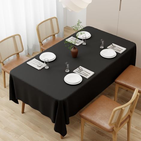 Nappe lavable noire 140x240cm Rectangulaire en polyester, résistante aux rayures, protection anti-taches, tissu de table pour l'extérieur, pour jardin, salle à manger, fêtes et ménage (1/5)