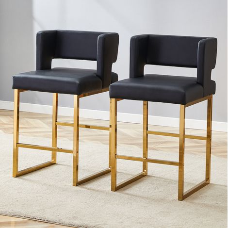 Stuhl Sitzmöbel gepolstert 91,4 cm Schwarz Gold OKMYHOME (1/5)