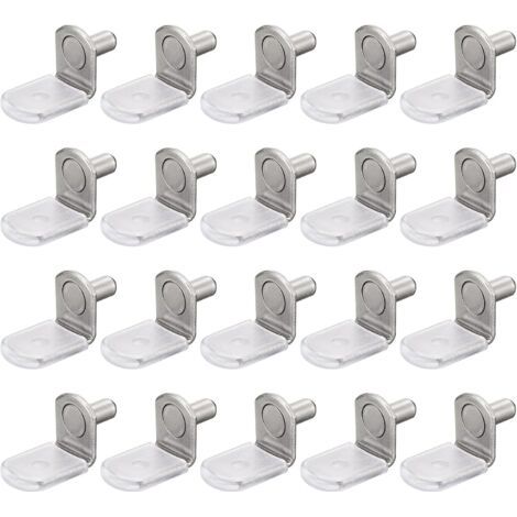 Packung mit 25 L-förmigen Regalträgern (5 mm) mit Gummihülsen für Möbelregale – Silber (1/5)